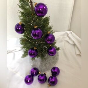 Vtg Funky Purple Glass Bauble Ornaments